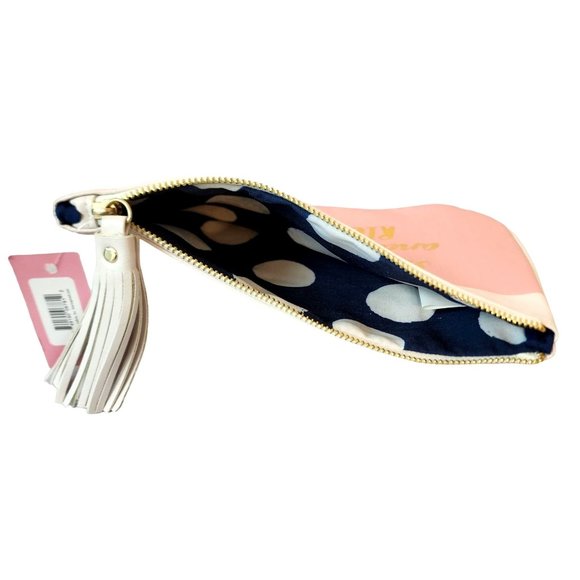 NEW Compendium Pink Cosmetic Pouch with Gold/White Tassle Zipper Pull and Quote - Picture 3 of 5